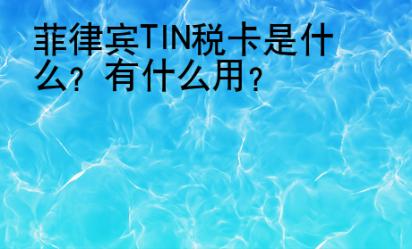 菲律宾TIN税卡是什么？有什么用？